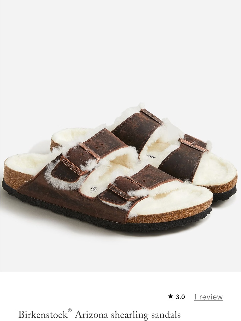 Birkenstock Brown Shearling-Lined Double Buckle Slide Sandal unisex L 11 M 9